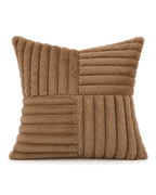 Patchwork Faux Fur Pillow Cover in Camel, front view