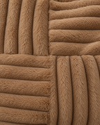 Patchwork Faux Fur Pillow Cover in Camel, fabric close-up
