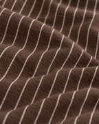 Pinstripe Cotton Seersucker Duvet Cover Set in Cocoa, fabric close-up