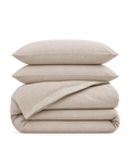 French Flax Linen Duvet Set, the full set folded on a plain background