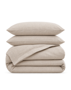 French Flax Linen Duvet Set, the full set folded on a plain background