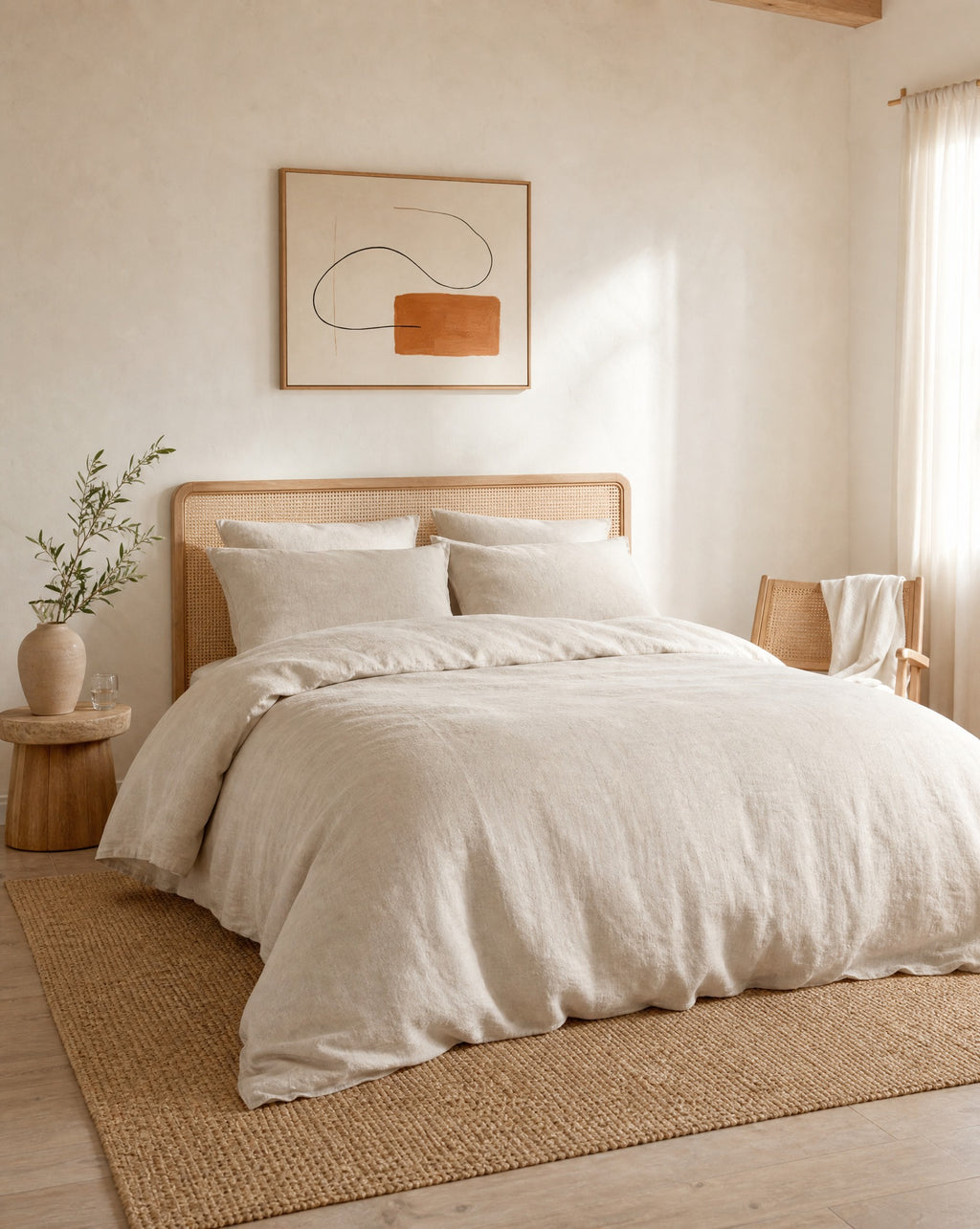 French Flax Linen Duvet Set, styled bedroom