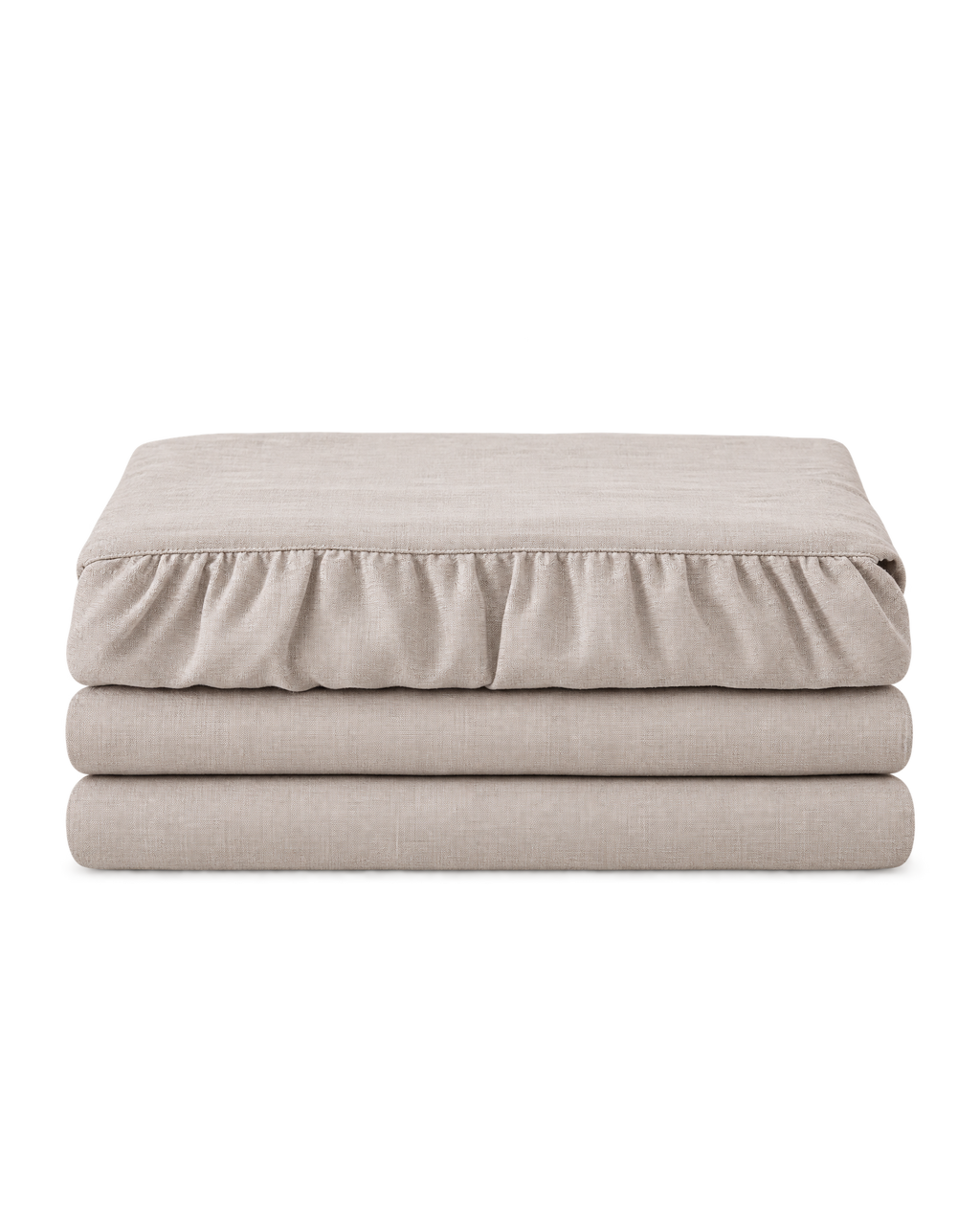 Belgian Linen Bed Skirt, the set folded on a plain background