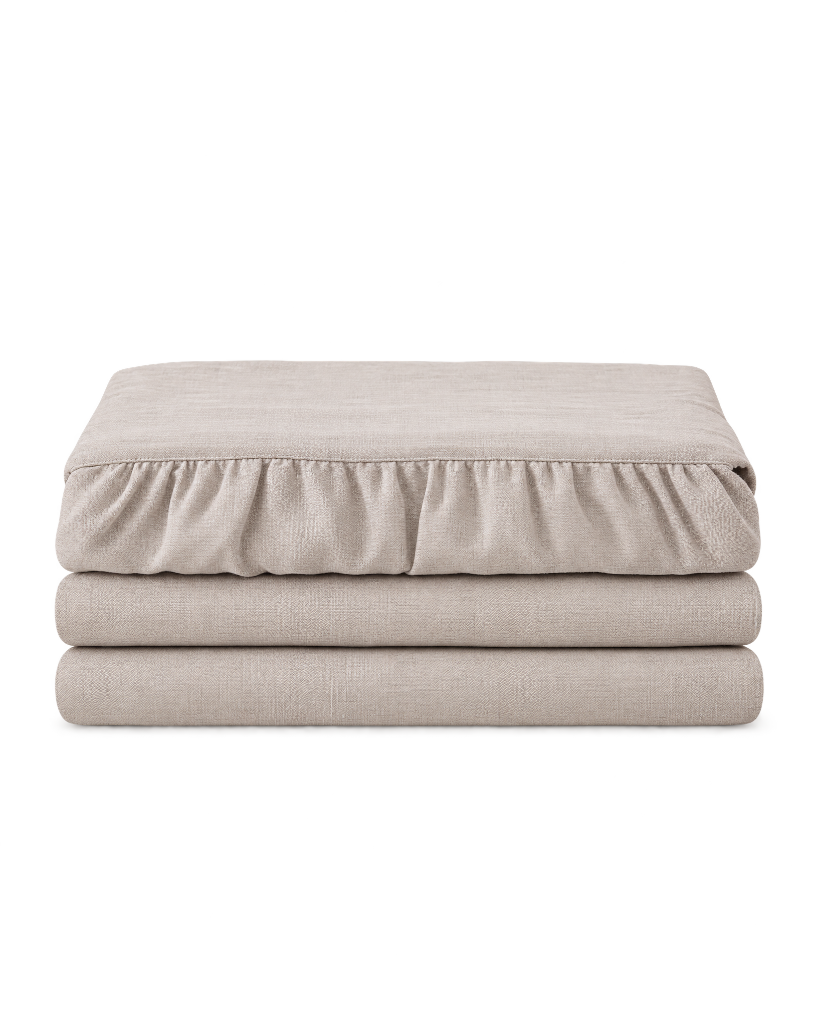 Belgian Linen Bed Skirt, the set folded on a plain background