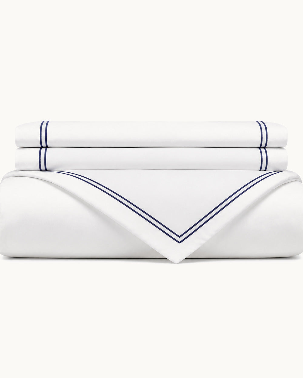 Cotton Percale Duvet Cover Set, folded set on a plain background