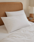 Cotton Percale Pillowcases, two pillows in their cases on a made bed