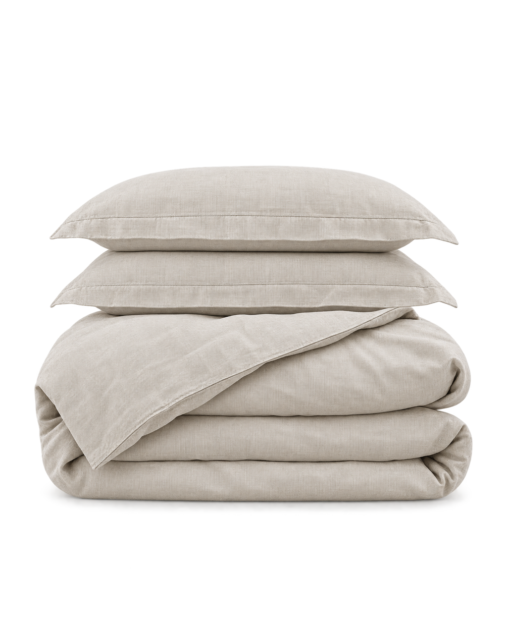 French Linen Duvet Cover Set, the set folded on a plain background