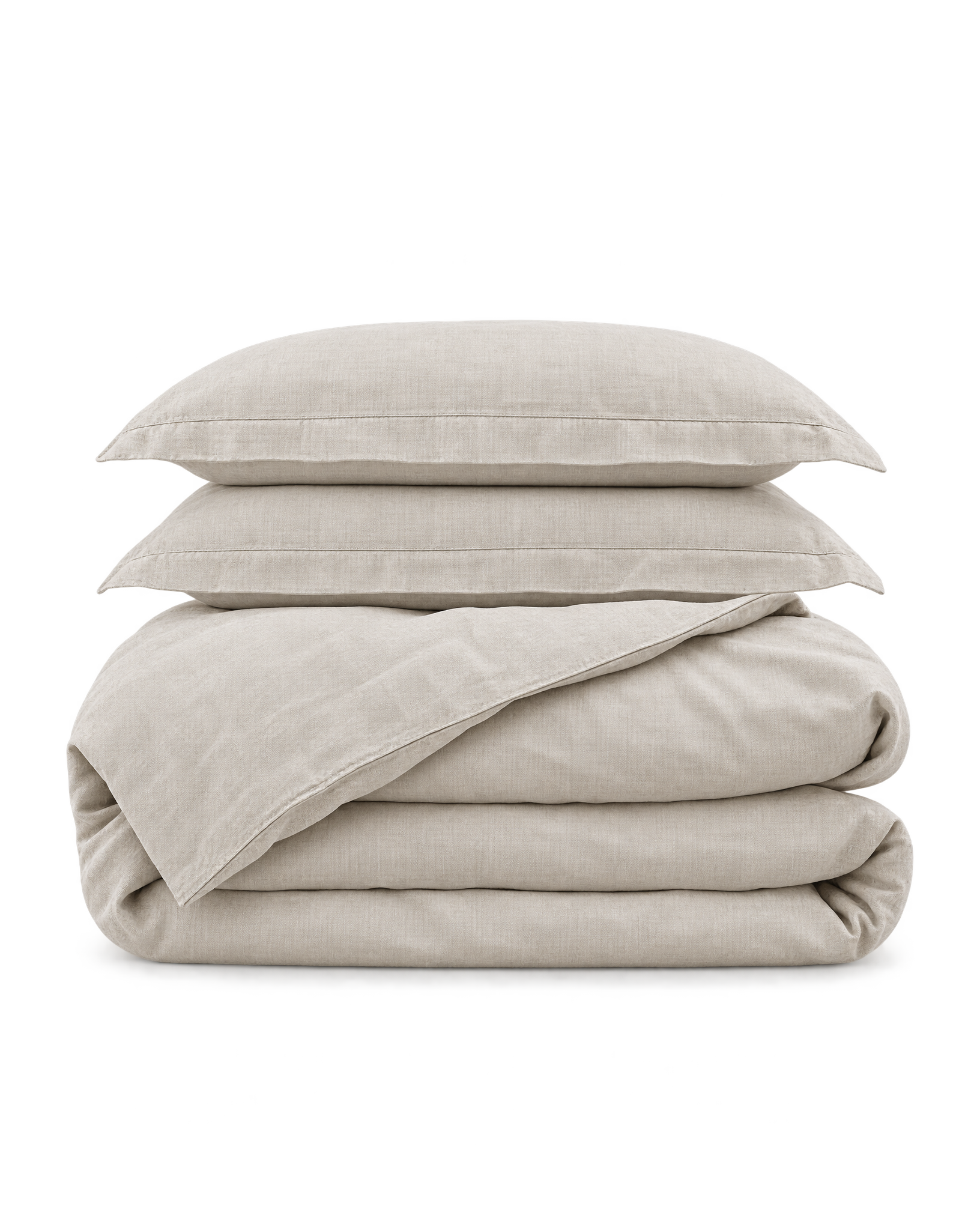 French Linen Duvet Cover Set, the set folded on a plain background