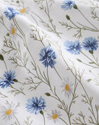 Floral Percale Sheet Set, close-up on a fold of the printed percale