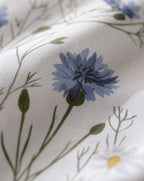 Floral Percale Sheet Set, macro of the cornflower print