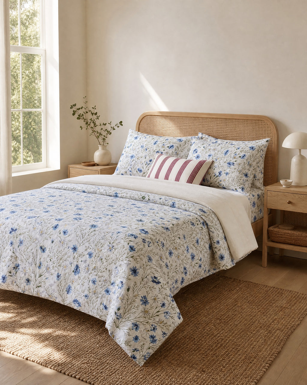 Floral Percale Sheet Set, styled bedroom