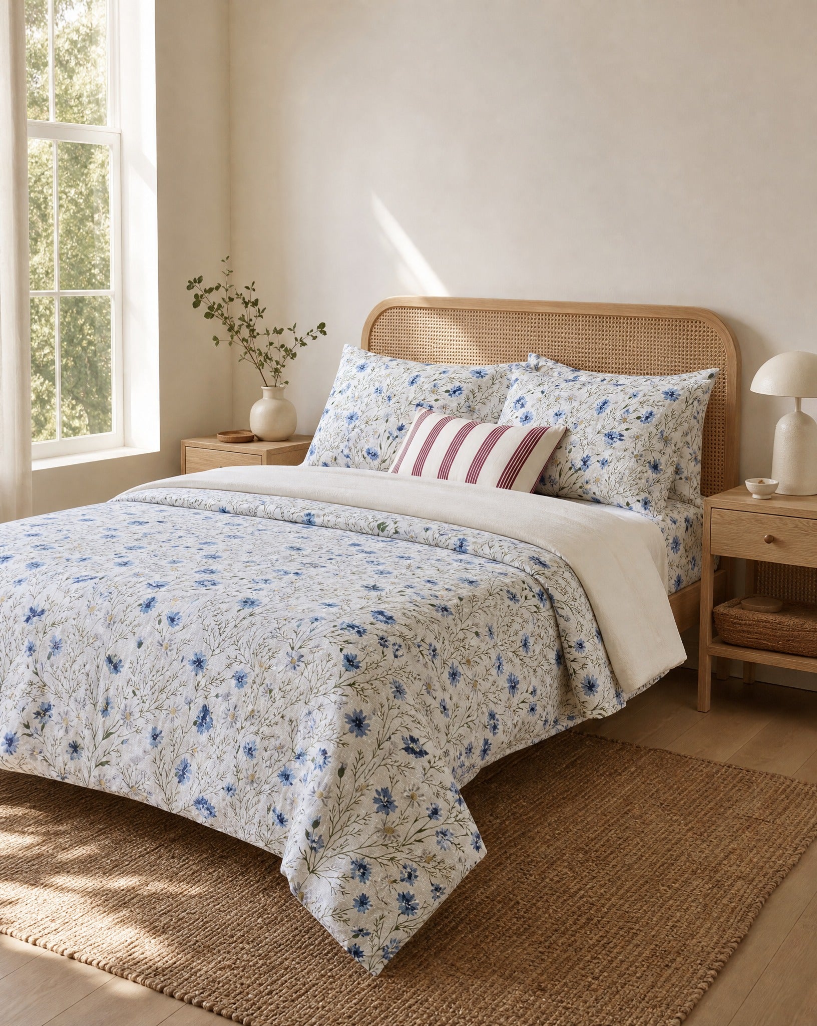 Floral Percale Sheet Set, styled bedroom