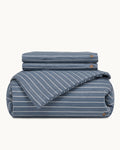 Washed Cotton Stripe Duvet Cover Set, folded set on a plain background