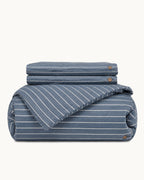 Washed Cotton Stripe Duvet Cover Set, folded set on a plain background