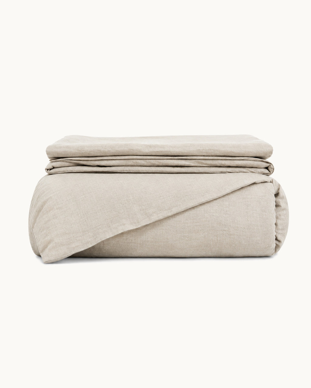 Washed Linen Duvet Cover Set, folded set on a plain background