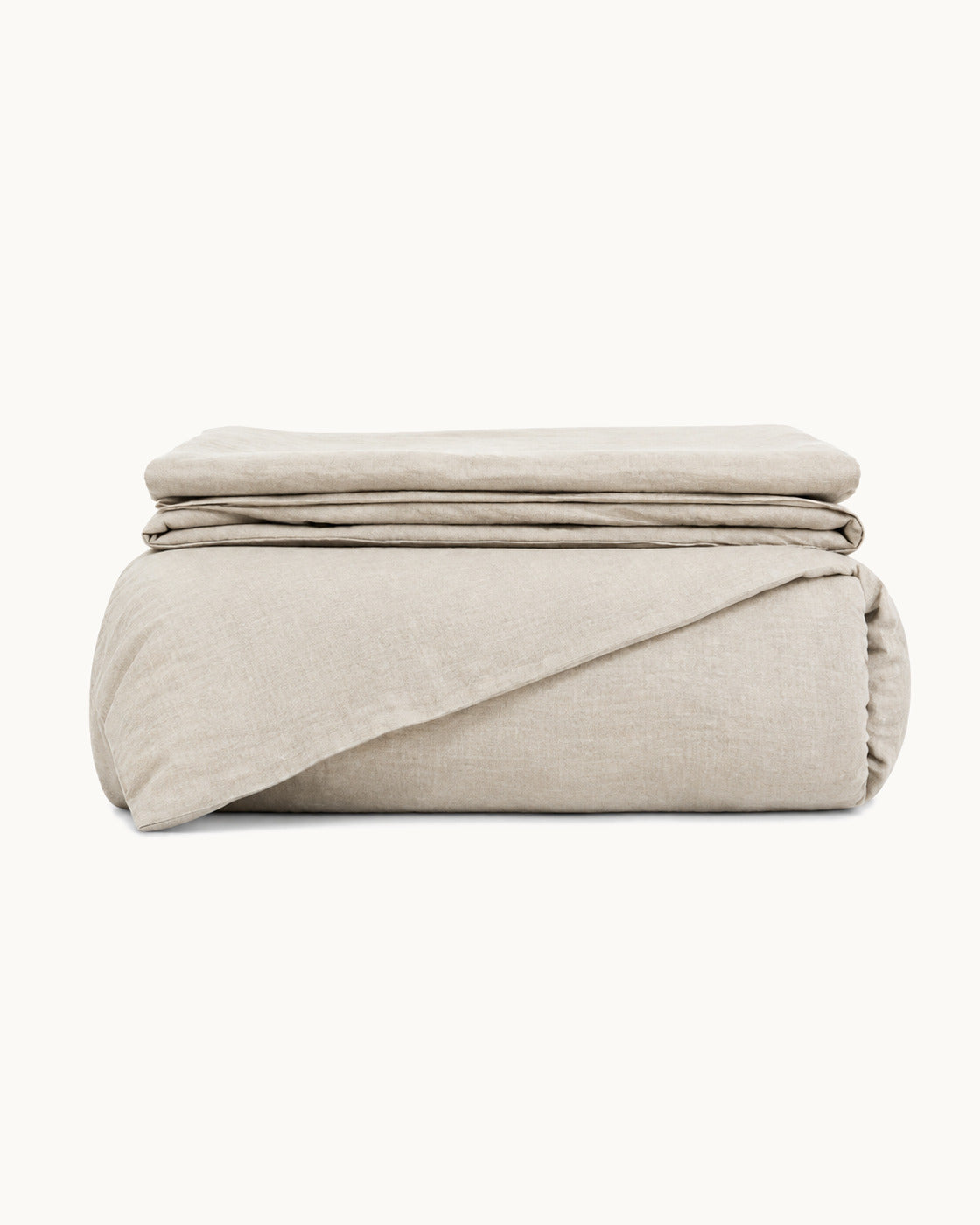 Washed Linen Duvet Cover Set, folded set on a plain background