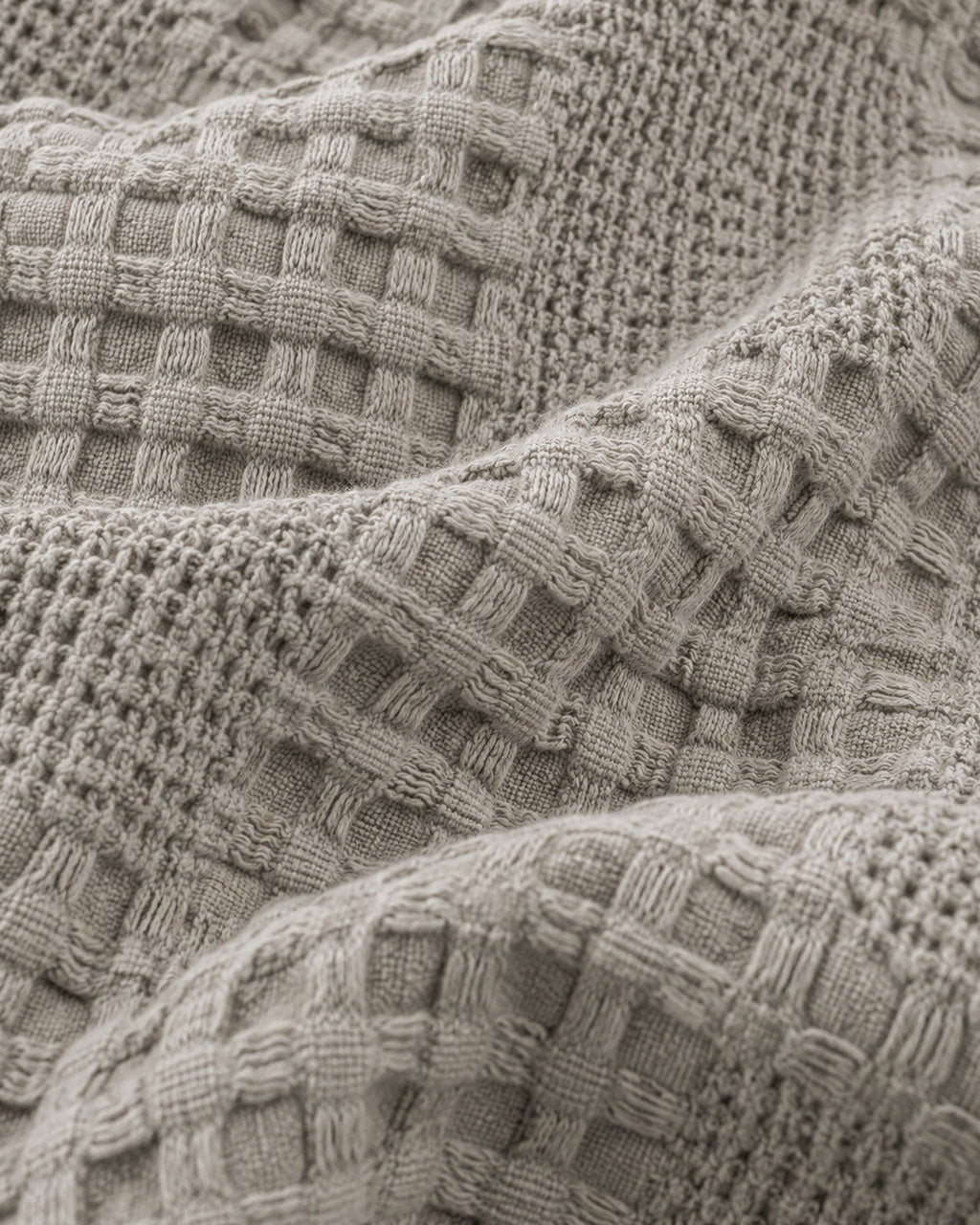 Waffle Knit Throw, macro of the waffle weave