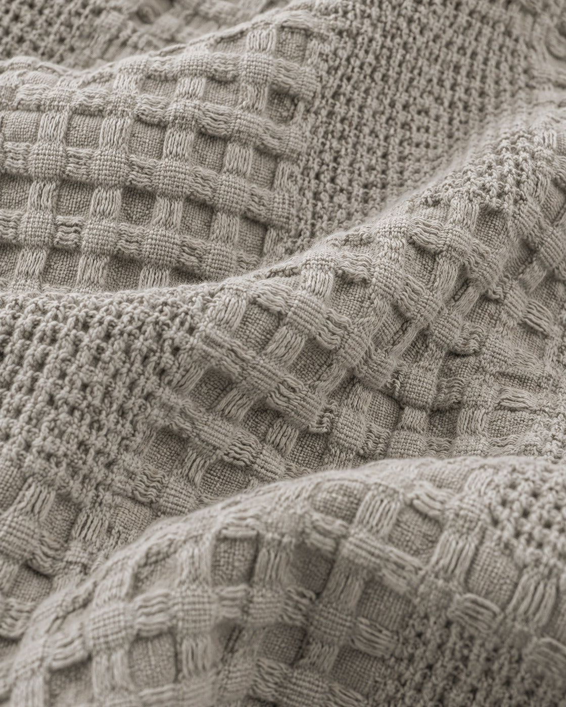 Waffle Knit Throw, macro of the waffle weave