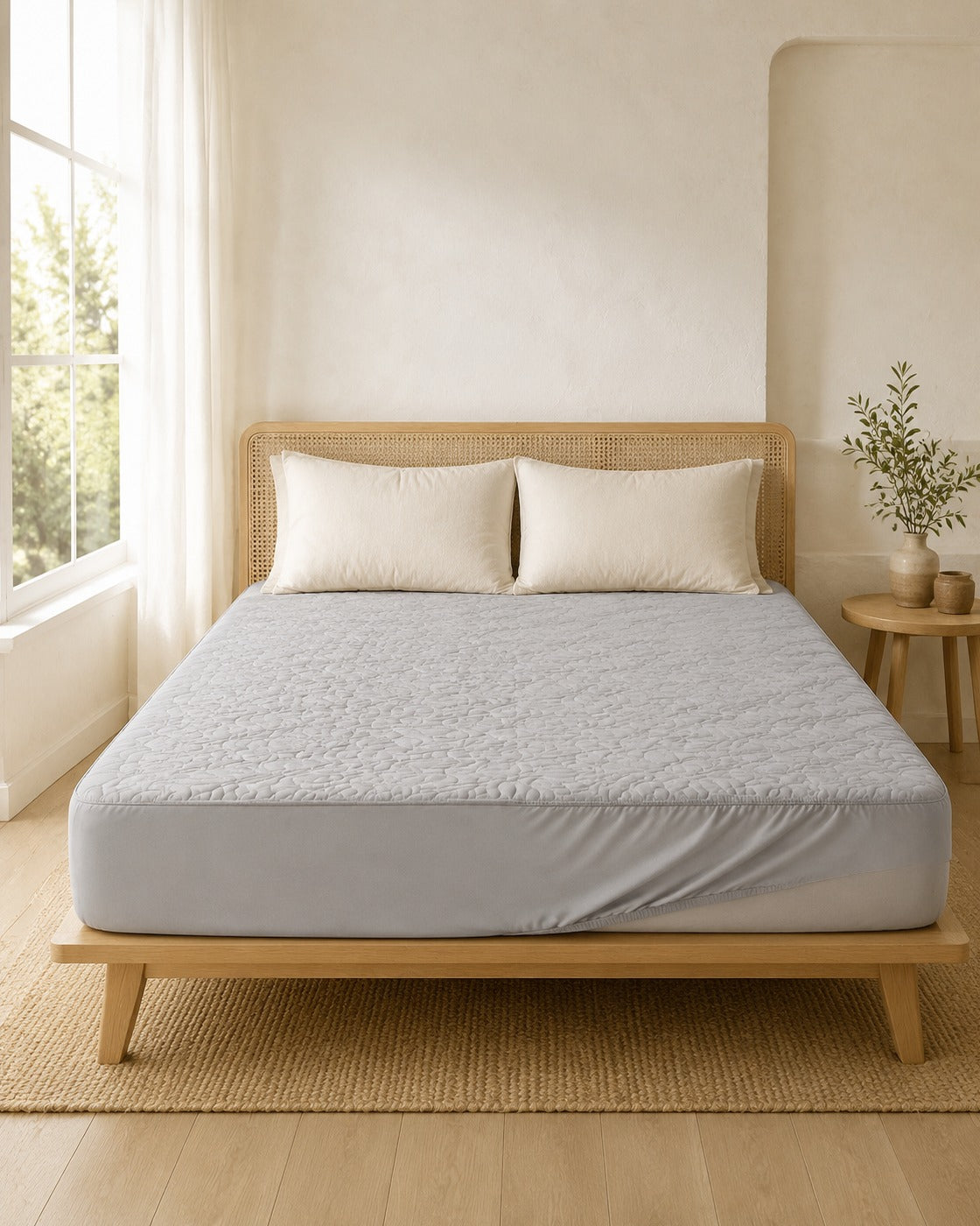 Quilted Mattress Protector — styled bedroom