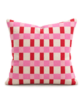 Red Gingham Cotton-Linen Pillow Cover, front view