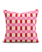Red Gingham Cotton-Linen Pillow Cover, front view