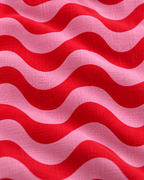 Red Wave Stripe Cotton-Linen Pillow Cover, fabric close-up