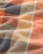 Retro Plaid Cotton Flannel Duvet Cover Set, fabric close-up