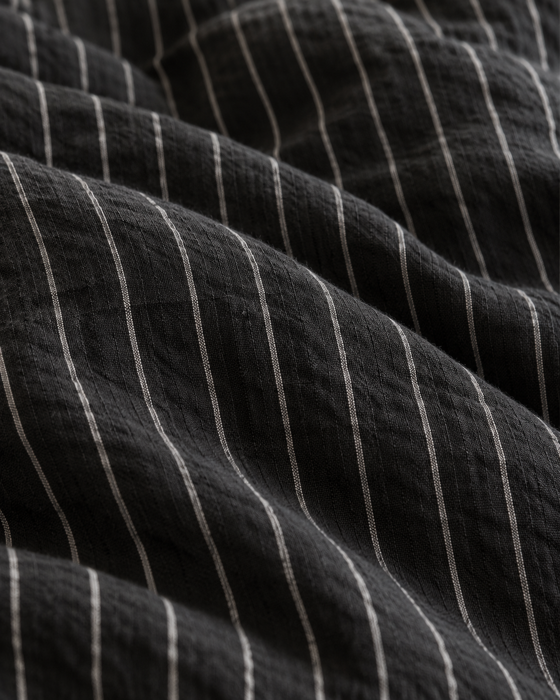 Reversible Pinstripe Tartan Cotton Duvet Cover Set, fabric close-up