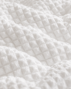Ruffled Bubble Cotton Seersucker Duvet Cover Set in White, fabric close-up