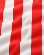 Ruffled Cabana Stripe Cotton Sateen Pillow Cover in Red & White, fabric close-up