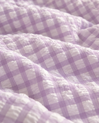 Ruffled Lilac Check Cotton Seersucker Duvet Cover Set, fabric close-up