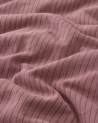 Ruffled Mauve Pinstripe Cotton Duvet Cover Set, fabric close-up