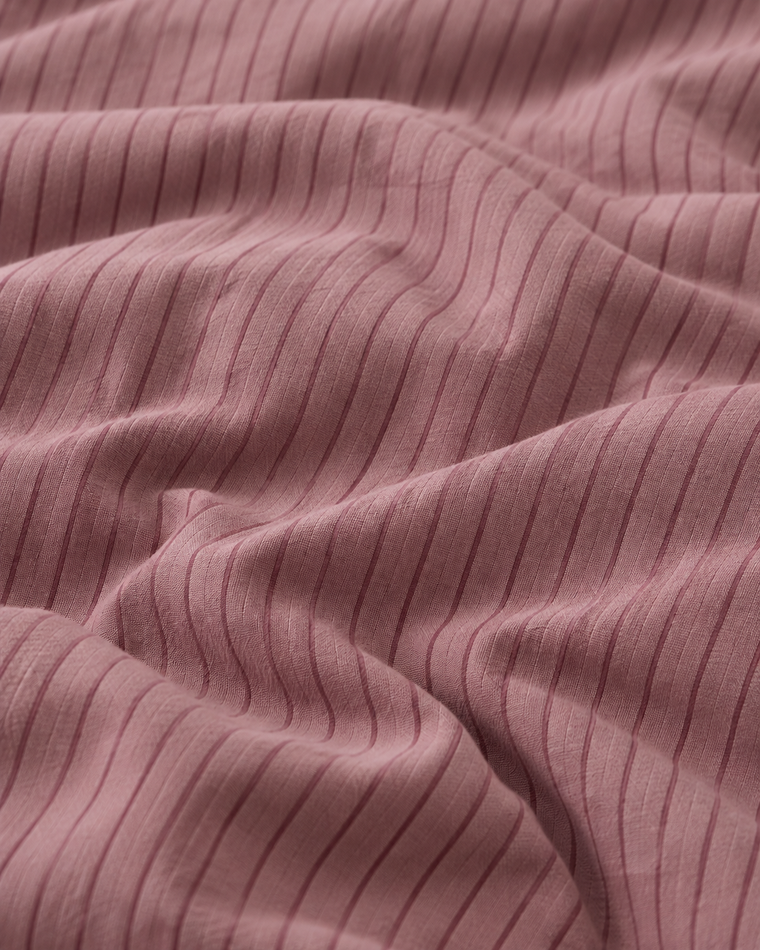 Ruffled Mauve Pinstripe Cotton Duvet Cover Set, Pre-shrunk, so it stays your size