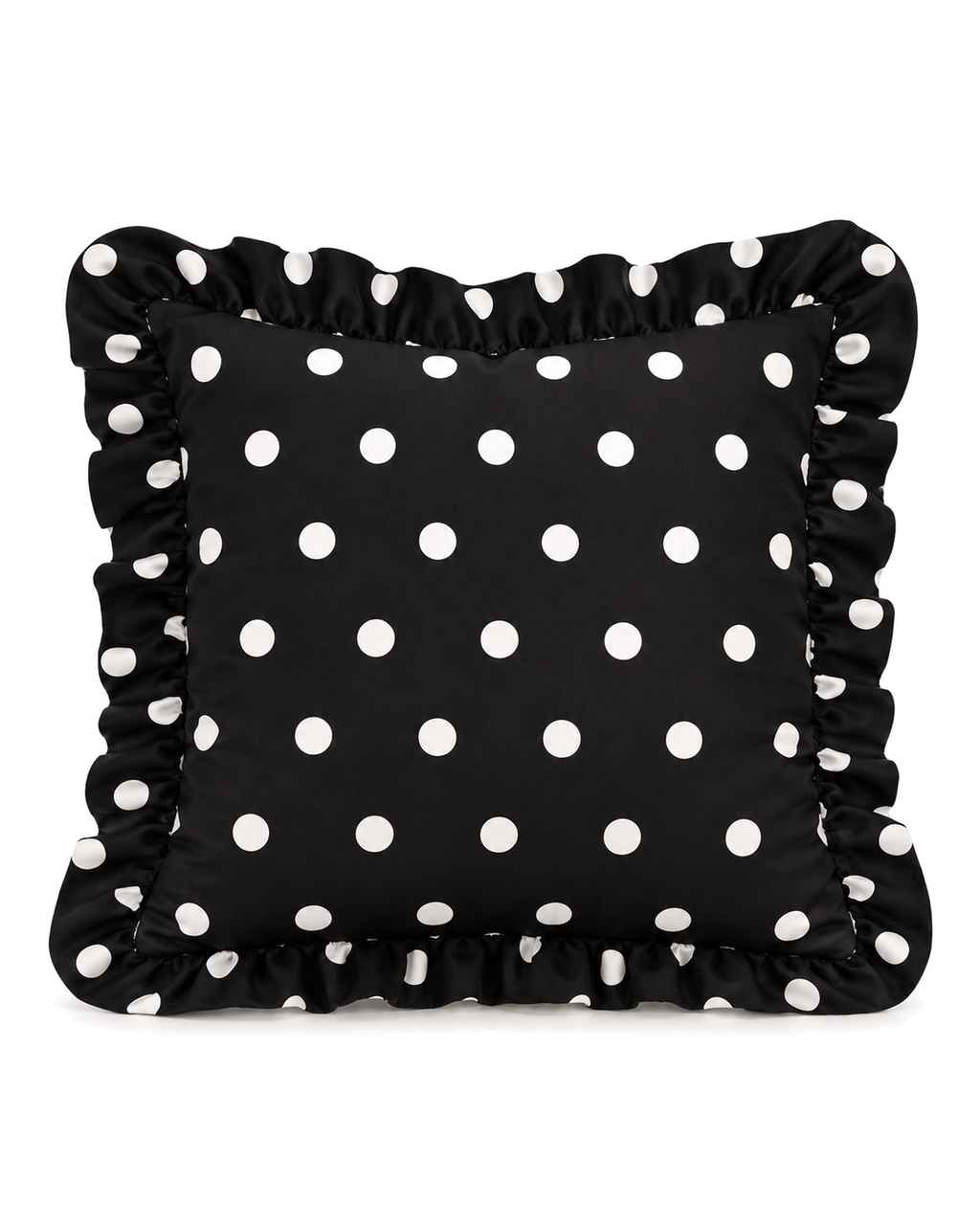 Ruffled Polka Dot Cotton Sateen Pillow Cover, front view