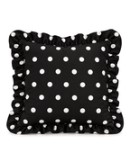Ruffled Polka Dot Cotton Sateen Pillow Cover, front view