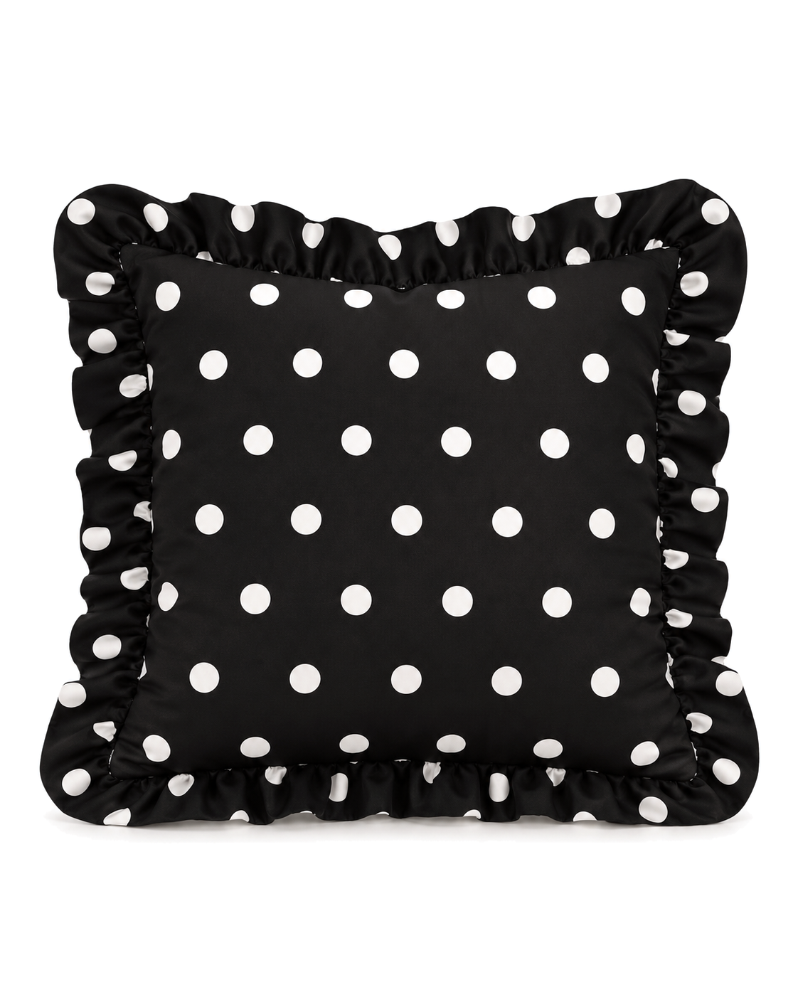 Ruffled Polka Dot Cotton Sateen Pillow Cover, front view