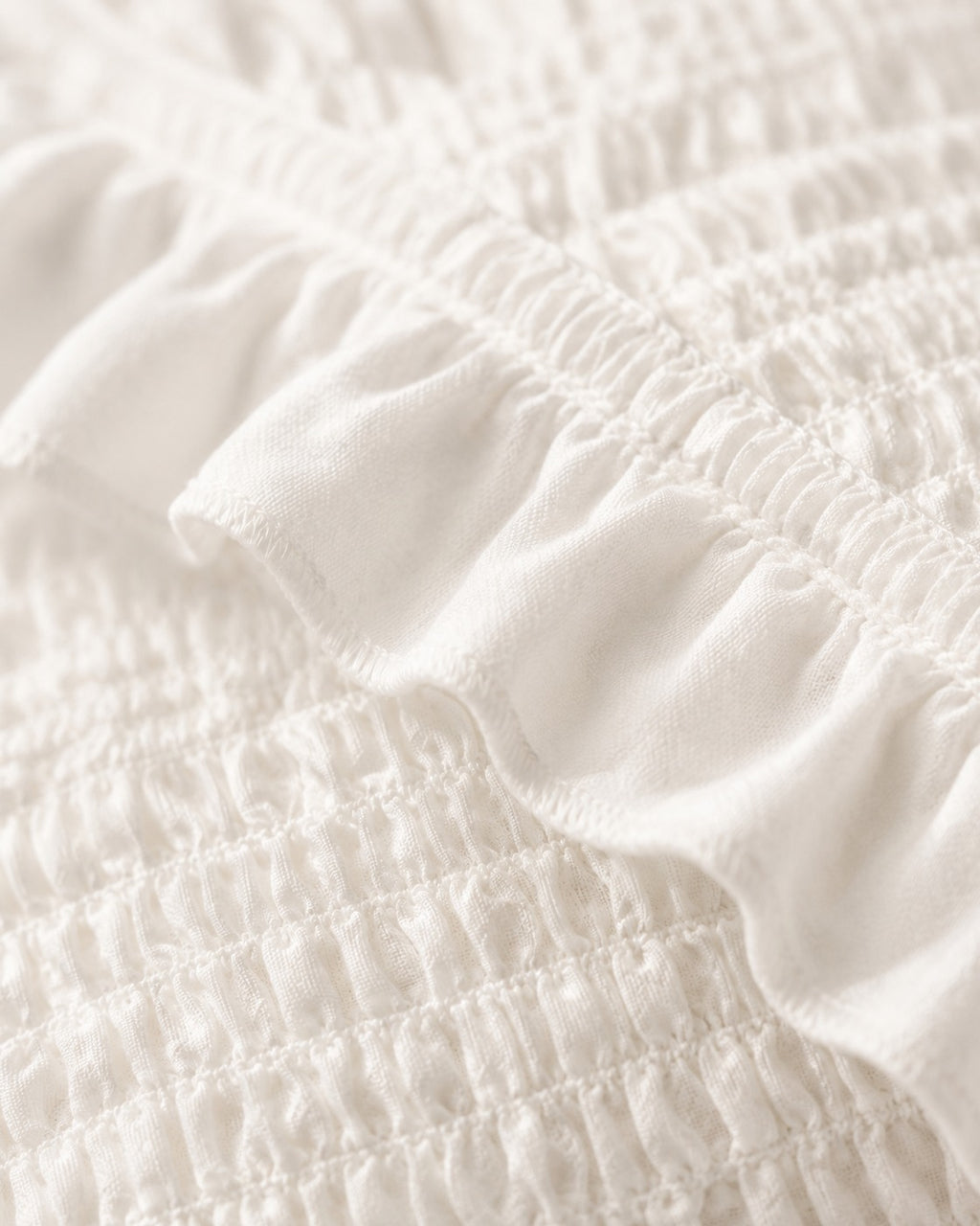 Ruffled Seersucker Duvet Set — macro of the woven texture