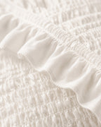 Ruffled Seersucker Duvet Set — macro of the woven texture