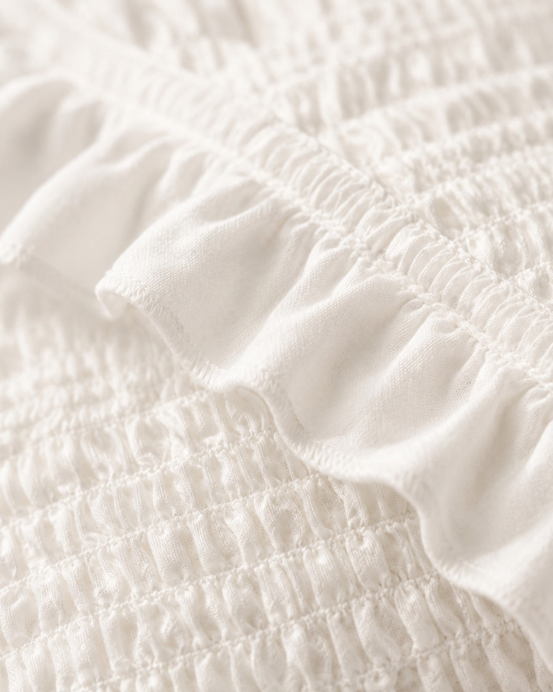 Ruffled Seersucker Duvet Set — macro of the woven texture