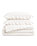 Ruffled Seersucker Duvet Set, folded set on a plain background