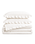 Ruffled Seersucker Duvet Set, folded set on a plain background