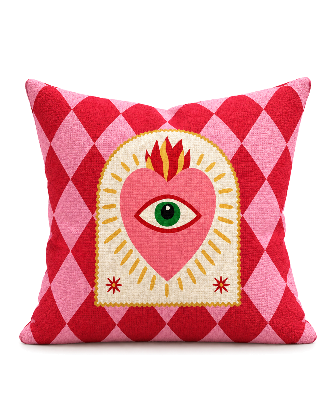 Sacred Heart Cotton-Linen Pillow Cover, front view