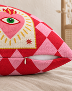 Sacred Heart Cotton-Linen Pillow Cover, zipper and edge detail