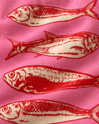 Sardine Print Cotton-Linen Pillow Cover, fabric close-up