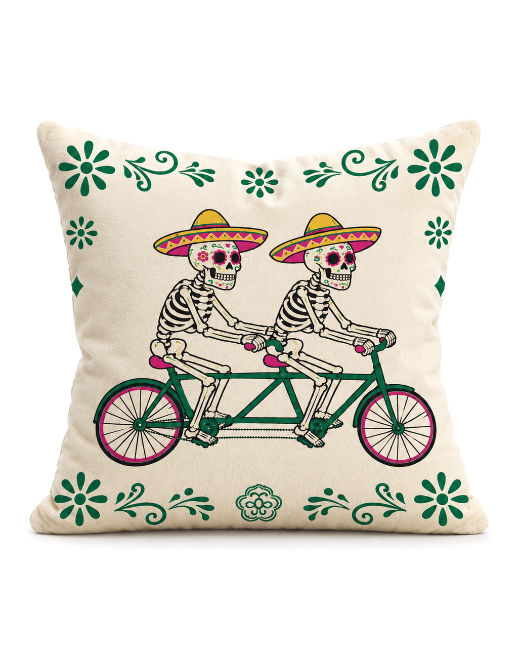 Skeleton Tandem Cotton Velvet Pillow Cover, front view