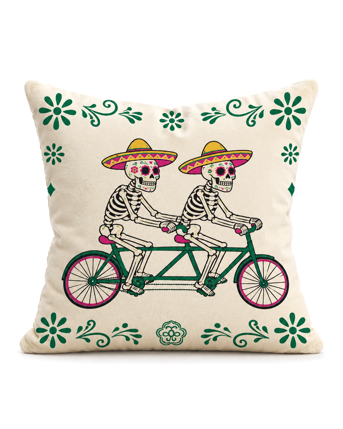 Skeleton Tandem Cotton Velvet Pillow Cover, front view