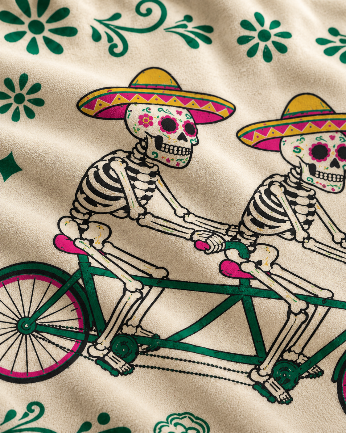 Skeleton Tandem Cotton Velvet Pillow Cover, fabric close-up