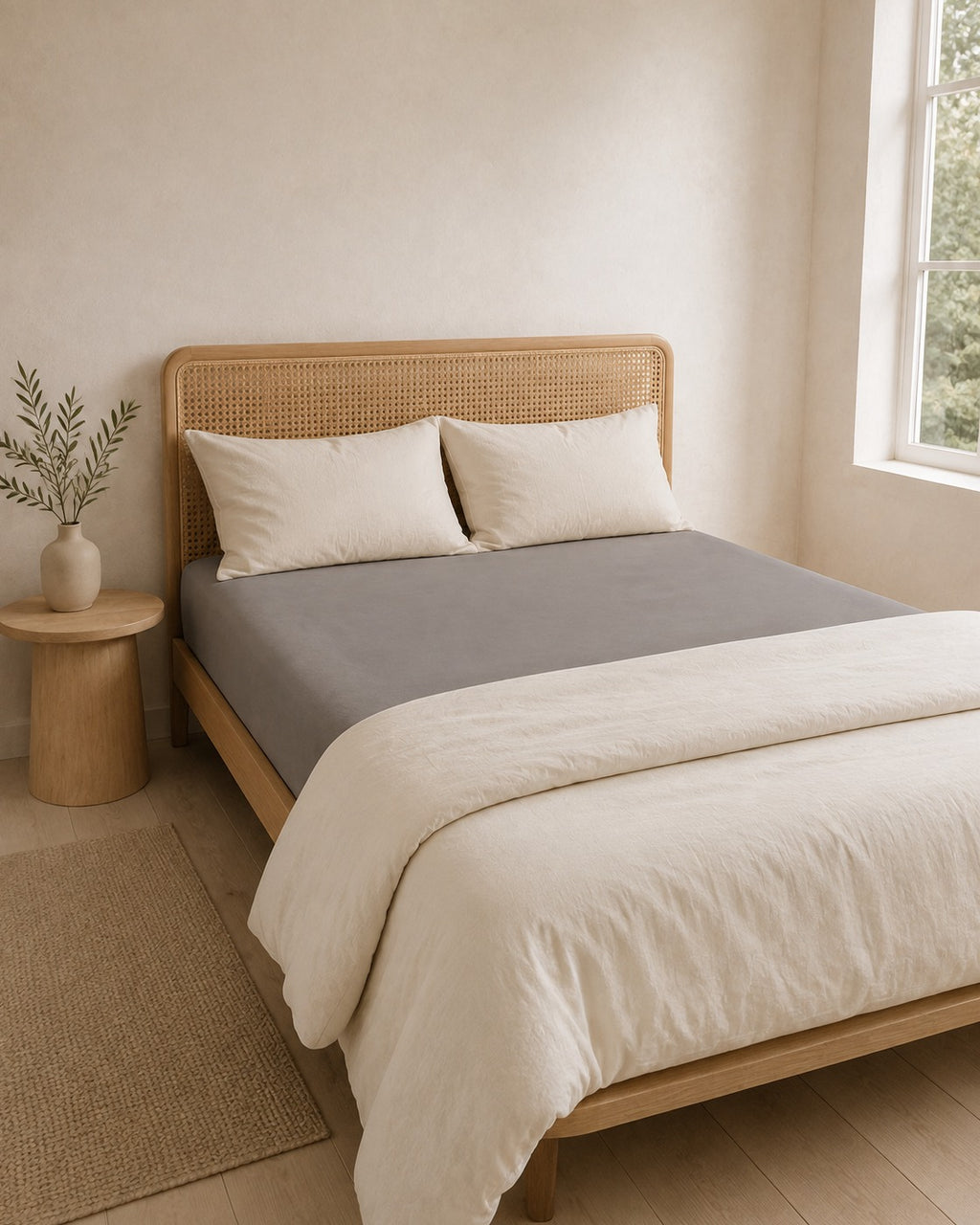 Solid Fitted Sheet — styled bedroom