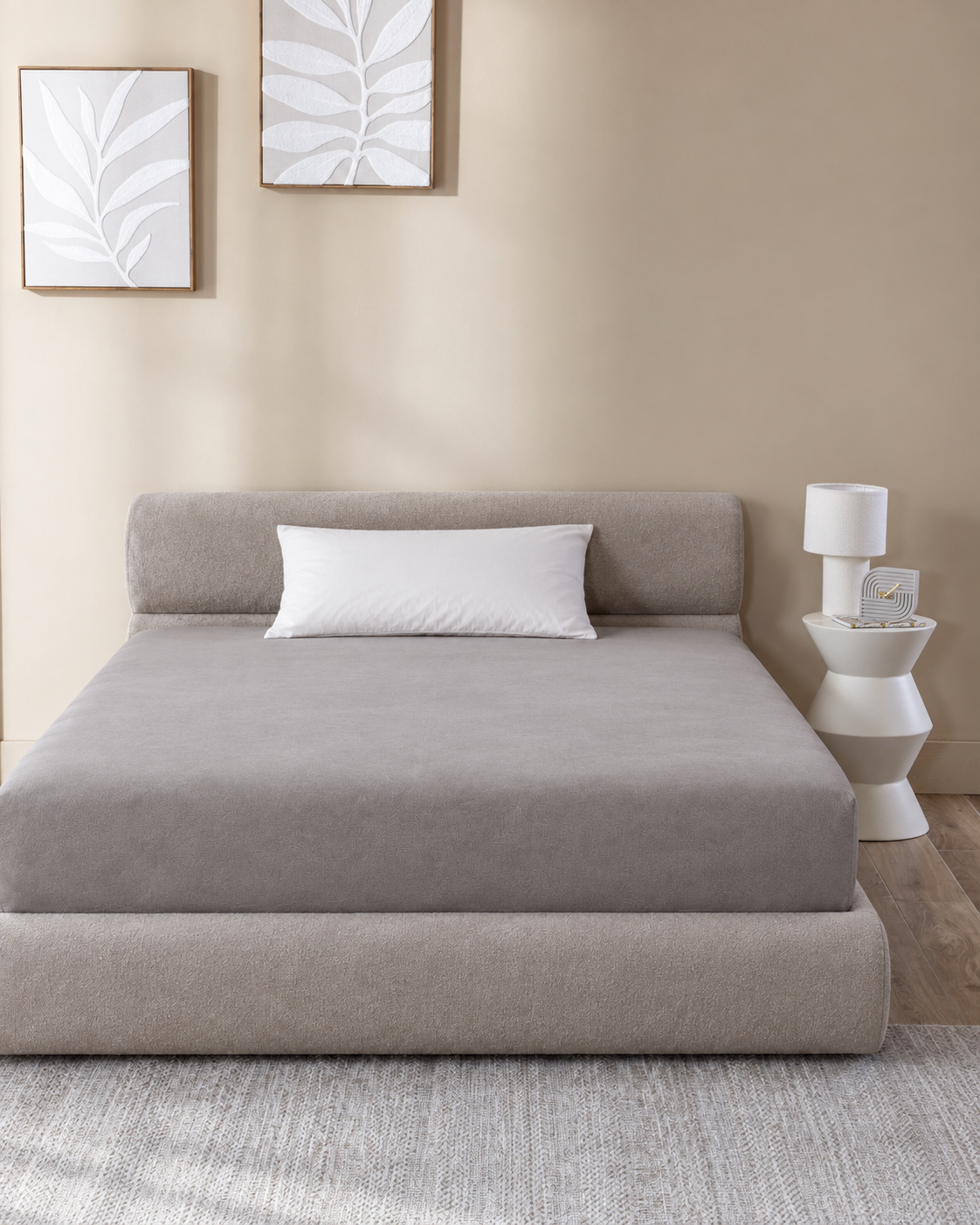 Solid Fitted Sheet, styled bedroom