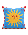 Sun Face Cotton-Linen Pillow Cover, front view